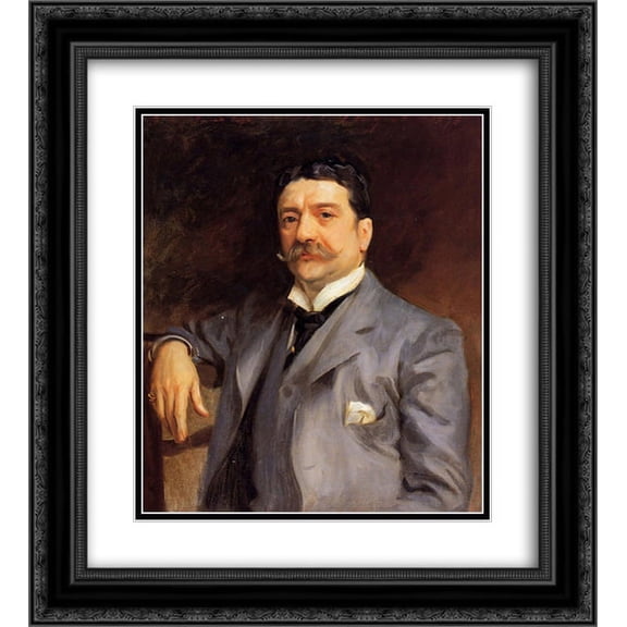 John Singer Sargent 2x Matted 20x24 Black Ornate Framed Art Print 'Portrait of Louis Alexander Fagan'