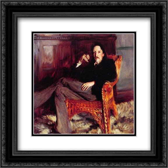 John Singer Sargent 2x Matted 22x20 Black Ornate Framed Art Print 'Robert Louis Stevenson'
