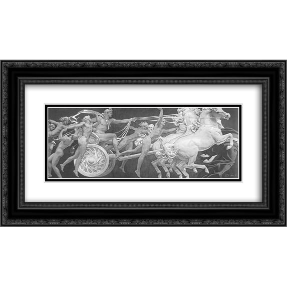 John Singer Sargent 2x Matted 24x14 Black Ornate Framed Art Print 'Apollo in His Chariot with the Hours'
