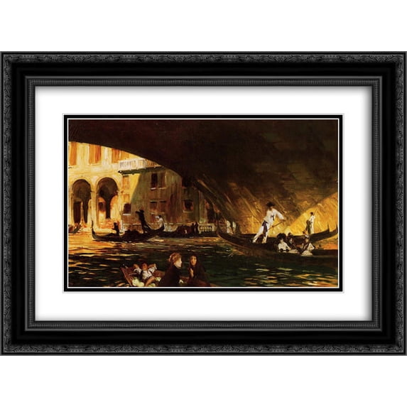 John Singer Sargent 2x Matted 24x18 Black Ornate Framed Art Print 'The Rialto'