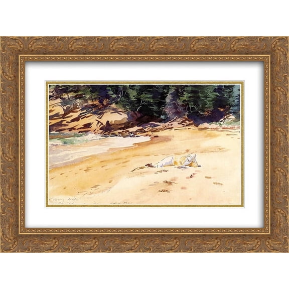 John Singer Sargent 2x Matted 24x18 Gold Ornate Framed Art Print 'Sand Beach, Schooner Head, Maine'