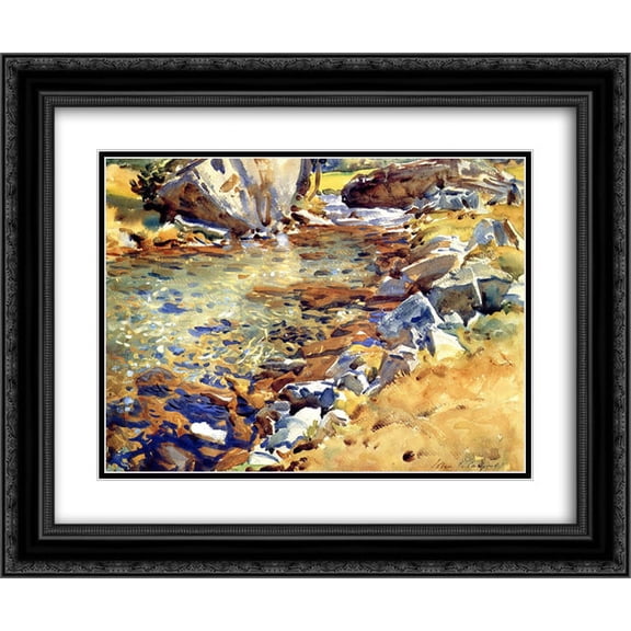 John Singer Sargent 2x Matted 24x20 Black Ornate Framed Art Print 'Brook among Rocks'