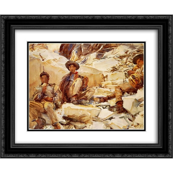 John Singer Sargent 2x Matted 24x20 Black Ornate Framed Art Print 'Carrara: Workmen'