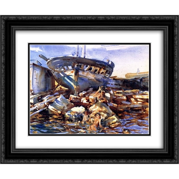 John Singer Sargent 2x Matted 24x20 Black Ornate Framed Art Print 'Flotsam and Jetsam'