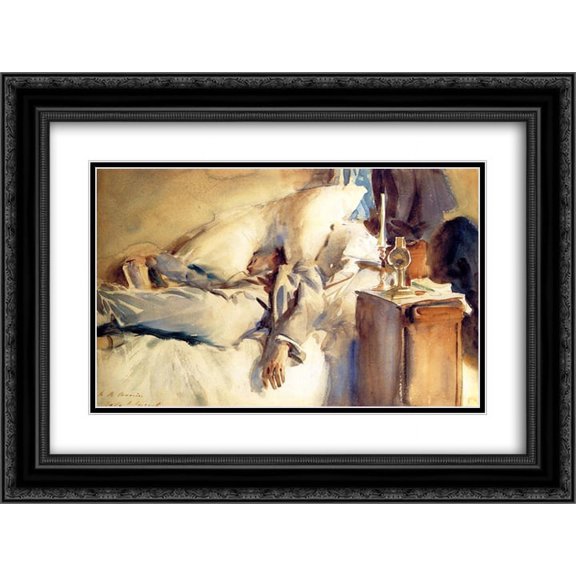 John Singer Sargent 2x Matted 24x20 Black Ornate Framed Art Print 'Peter Harrison Asleep'