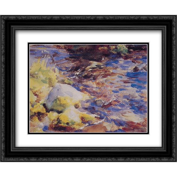John Singer Sargent 2x Matted 24x20 Black Ornate Framed Art Print 'Reflections Rocks and Water'