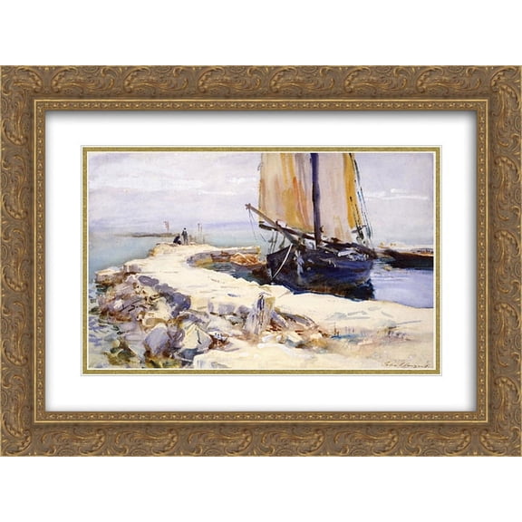 John Singer Sargent 2x Matted 24x20 Gold Ornate Framed Art Print 'Above Lake Garda at San Vigilio'