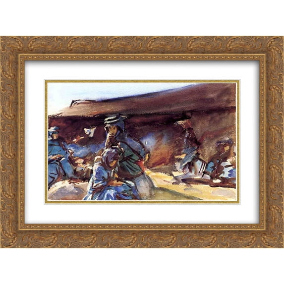 John Singer Sargent 2x Matted 24x20 Gold Ornate Framed Art Print 'Black Tent'