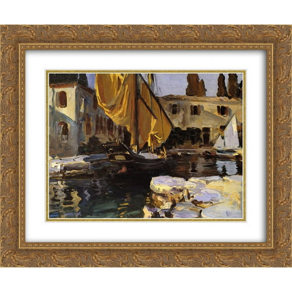 John Singer Sargent 2x Matted 24x20 Gold Ornate Framed Art Print 'Boat with The Golden Sail, San Vigilio'