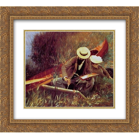 John Singer Sargent 2x Matted 24x20 Gold Ornate Framed Art Print 'Paul Helleu Sketching with his Wife'