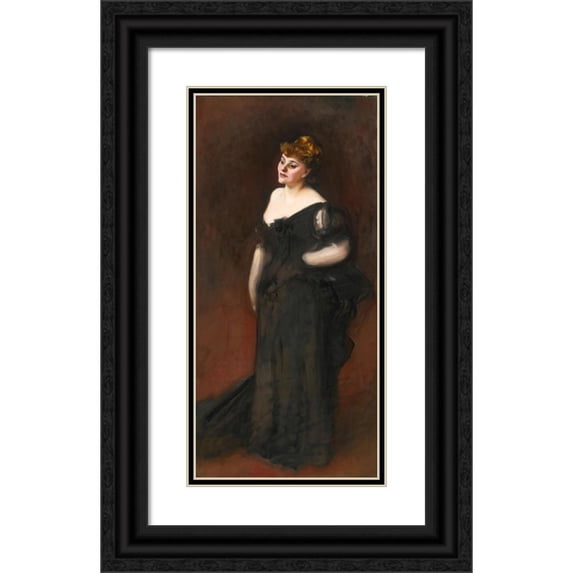 John Singer Sargent 9x14 Black Ornate Wood Framed Double Matted Museum Art Print Titled: Mrs. Harry Vane Milbank (C 1883-84)