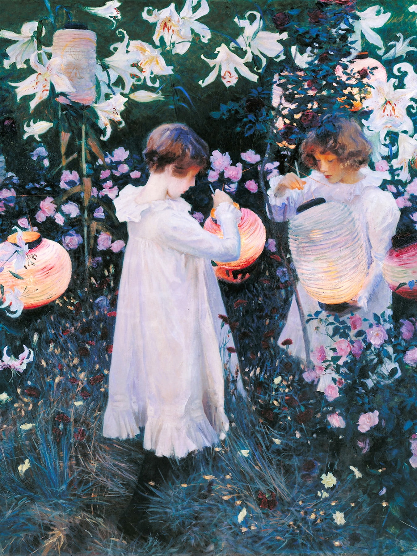 John Singer Sargent Carnation Lily Rose Painting Girls Lighting