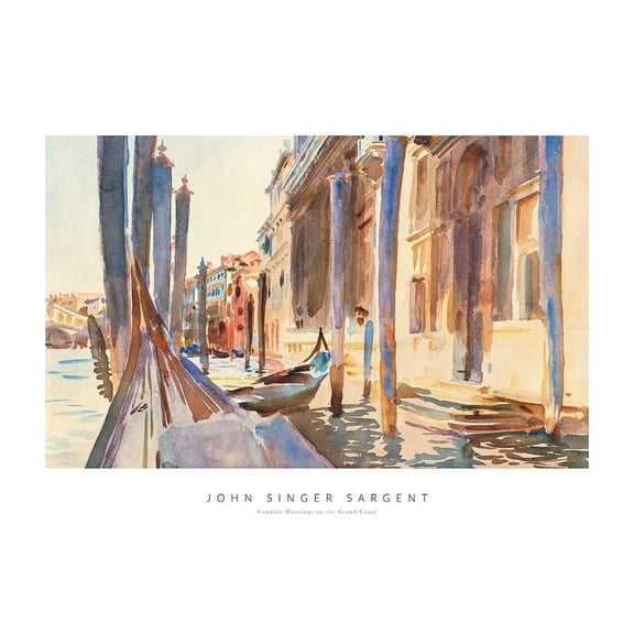 John Singer Sargent - Gondola Moorings On The Grand Canal Print Wall Art, Modern Wall Decor For Living Room Bedroom, 24x36 UNFRAMED