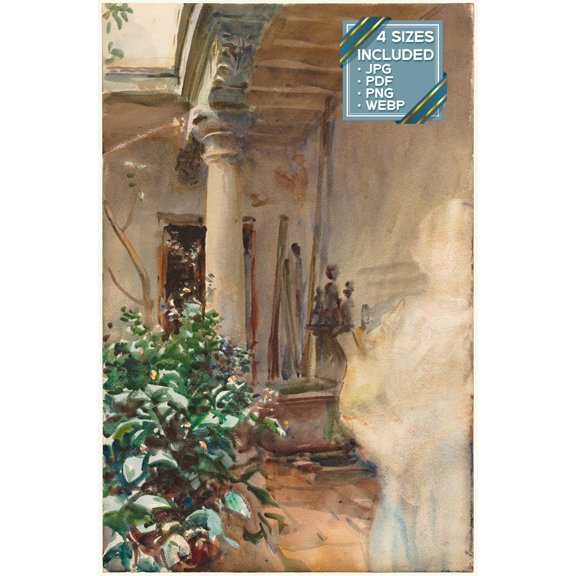 John Singer Sargent The Patio Print, Unframed Paper Poster 8x10in