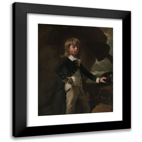 John Singleton Copley 12x14 Black Modern Framed Museum Art Print Titled - Midshipman Augustus Brine (1782)