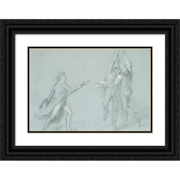 John Singleton Copley 14x11 Black Ornate Wood Framed Double Matted Museum Art Print Titled: Admiral De Winter Raising the Colors (1798)