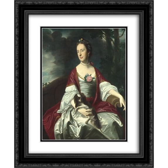 John Singleton Copley 2x Matted 20x24 Black Ornate Framed Art Print 'Mrs. Jerathmael Bowers'
