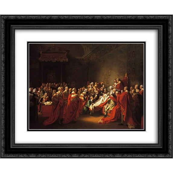 John Singleton Copley 2x Matted 24x20 Black Ornate Framed Art Print 'The Collapse of the Earl of Chatham in the House of Lords'