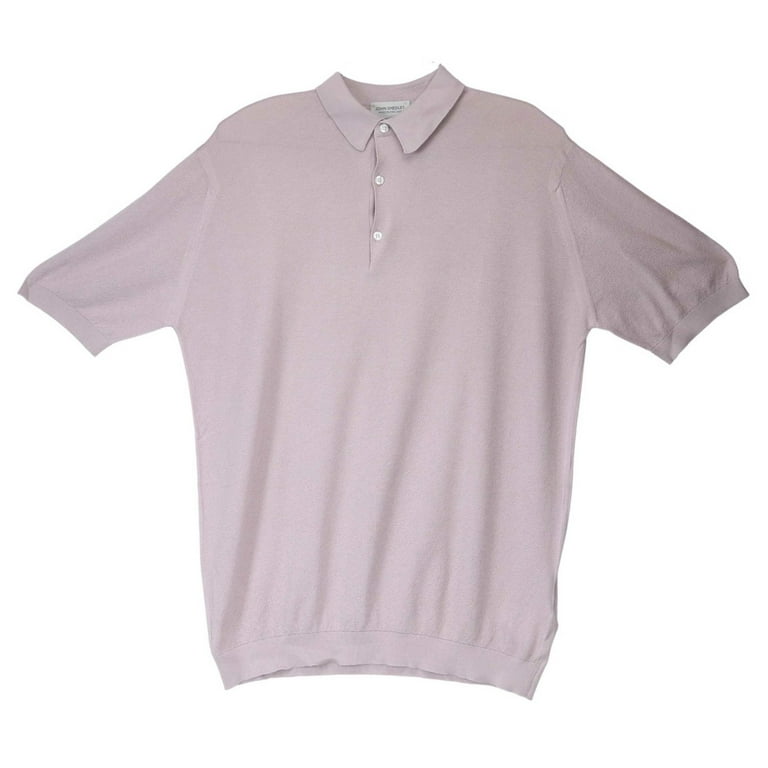 John Smedley Men's Pink Dawn Roth Pique Shirt SS Polo - L