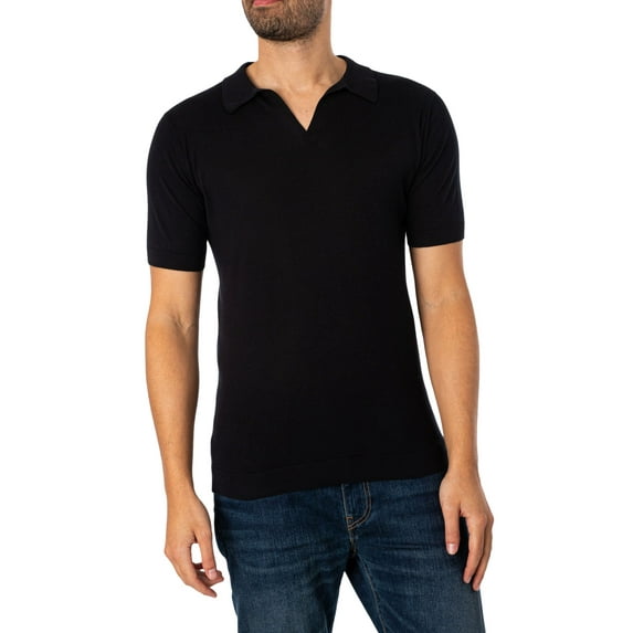 John Smedley Noah Sea Island Cotton Polo shirt, Black
