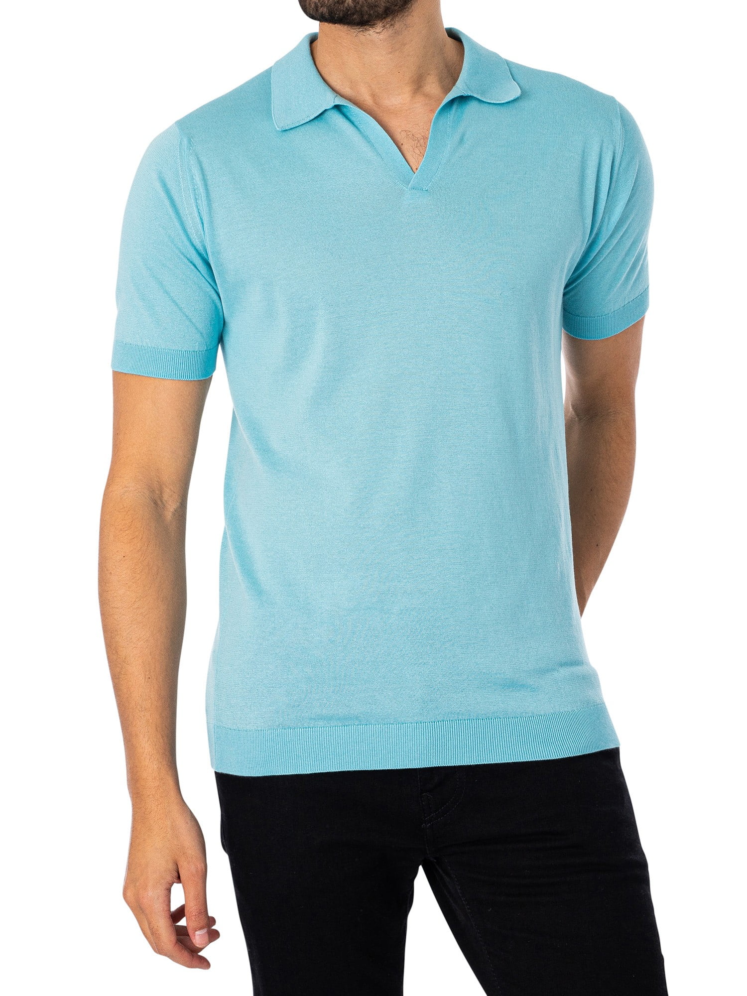 John Smedley Noah Skipper Collar Polo Shirt, Blue - Walmart.com