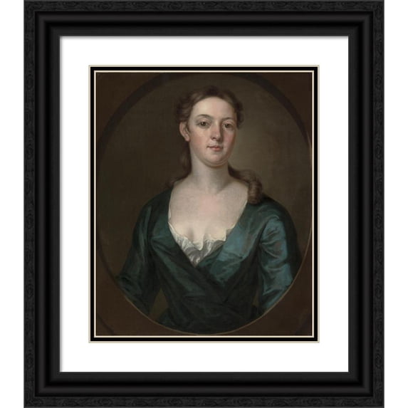 John Smibert 20x24 Black Ornate Framed Double Matted Museum Art Print Titled: Portrait of a Woman (Judith Colman Bulfinch) (C. 1734)