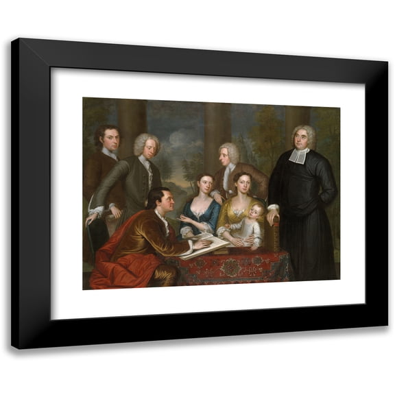 John Smibert 24x19 Black Modern Framed Museum Art Print Titled - The Bermuda Group (Dean Berkeley and His&nbsp;Entourage) (1728)