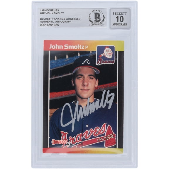 John Smoltz Atlanta Braves Autographed 1989 Donruss #642 Beckett Fanatics Witnessed Authenticated 10 Rookie Card - Fanatics Authentic Certified
