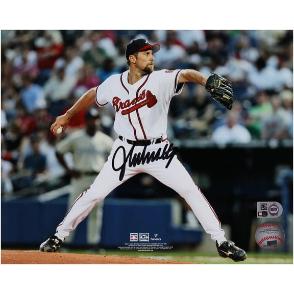 John Smoltz Atlanta Braves Autographed 8" x 10" White Jersey Pitching Photograph - Fanatics Authentic Certified