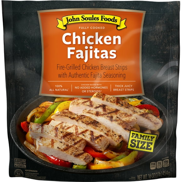 John Soules Foods Chicken Breast Fajita Strips, Refrigerated, 16oz, 18g Protein per 3oz Serving Size