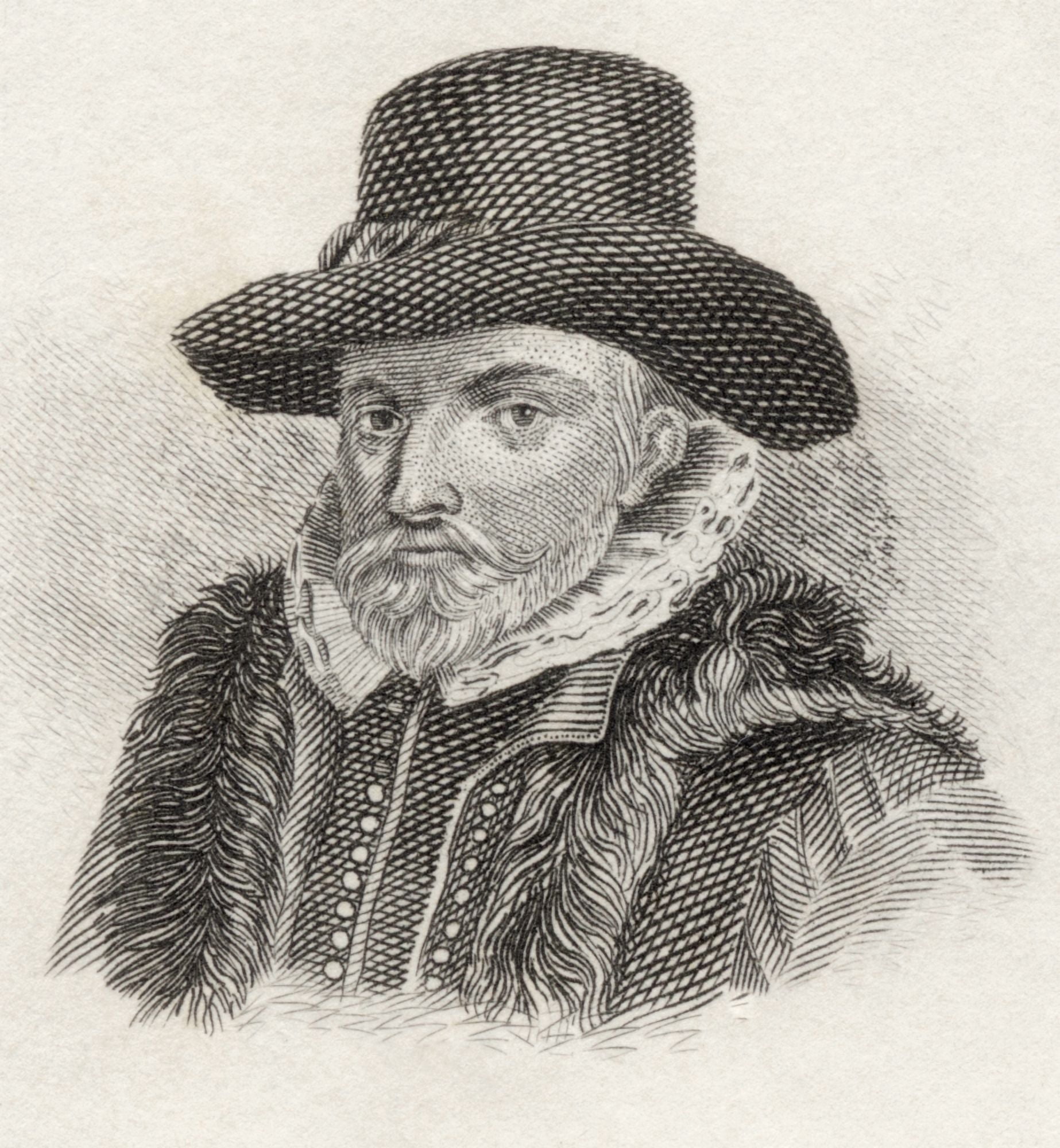 John Speed 1552 To 1629 English Historian And Cartographer From Crabbes Historical Dictionary Published 1825 Canvas Art - Ken Welsh Design Pics (28 x 30)