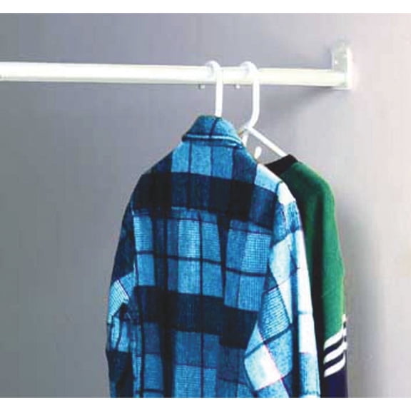 Knape & Vogt Closet-Pro Adjustable Closet Rod - Stainless Steel Storage - 72-120 In, White — Home & Garage Storage, Stackable Design