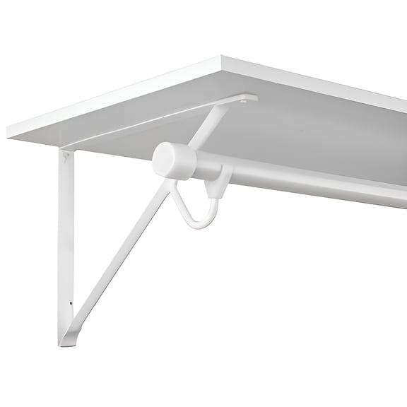 Knape & Vogt RP-0496-WT Closet-Pro HD 14" Shelf and Rod Bracket, White Steel
