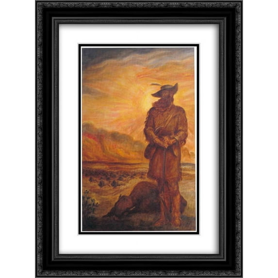 John Steuart Curry 2x Matted 20x24 Black Ornate Framed Art Print 'Tragic Prelude The Plainsman'