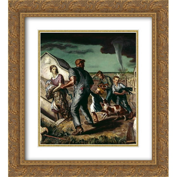 John Steuart Curry 2x Matted 20x24 Gold Ornate Framed Art Print 'Tornado Over Kansas'