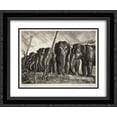 thumbnail image 1 of John Steuart Curry 2x Matted 24x20 Black Ornate Framed Art Print 'Circus Elephants', 1 of 2