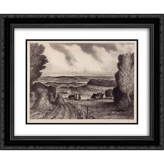 John Steuart Curry 2x Matted 24x20 Black Ornate Framed Art Print 'Valley of the Wisconsin'