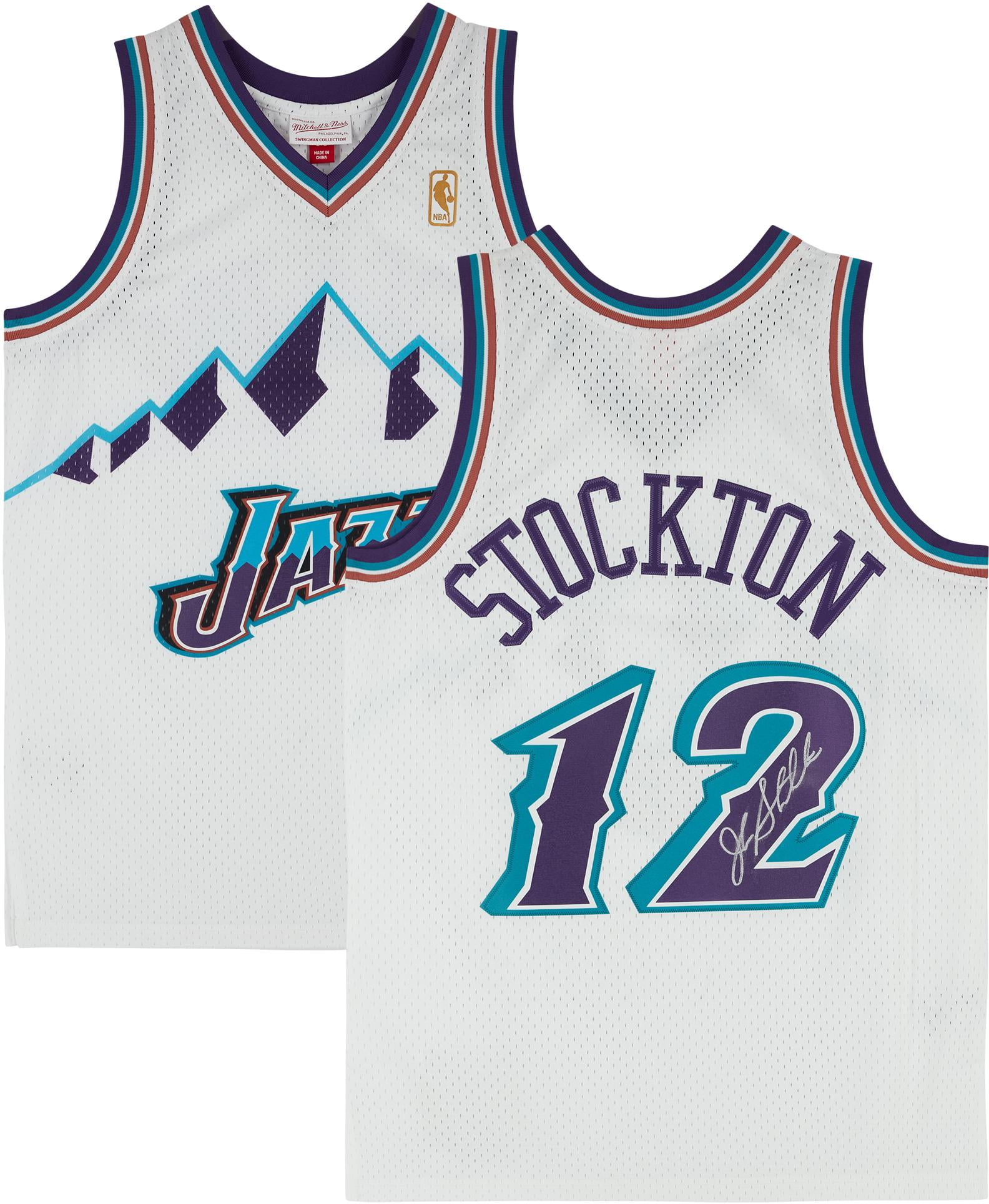 John Stockton Utah Jazz Autographed Mitchell and Ness 1996-97 White ...