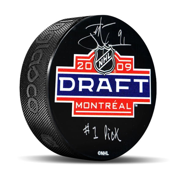 John Tavares Signed 2009 NHL Draft Puck with "1st Pick" Inscribed New York Islanders Officially Licensed NHL/NHLPA Authentic Hand-Signed Autograph by Frameworth Sports Marketing Authentic Memorabilia