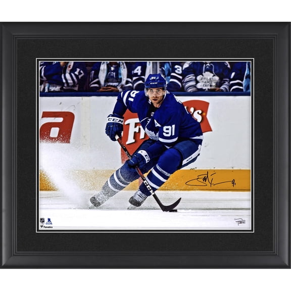 John Tavares Toronto Maple Leafs Framed Autographed 16" x 20" Blue Jersey Turning Photograph - Fanatics Authentic Certified