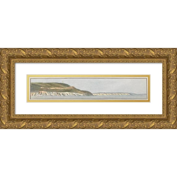 John Thomas Serres 18x7 Gold Ornate Wood Frame and Double Matted Museum Art Print Titled - Dunmose, West by North