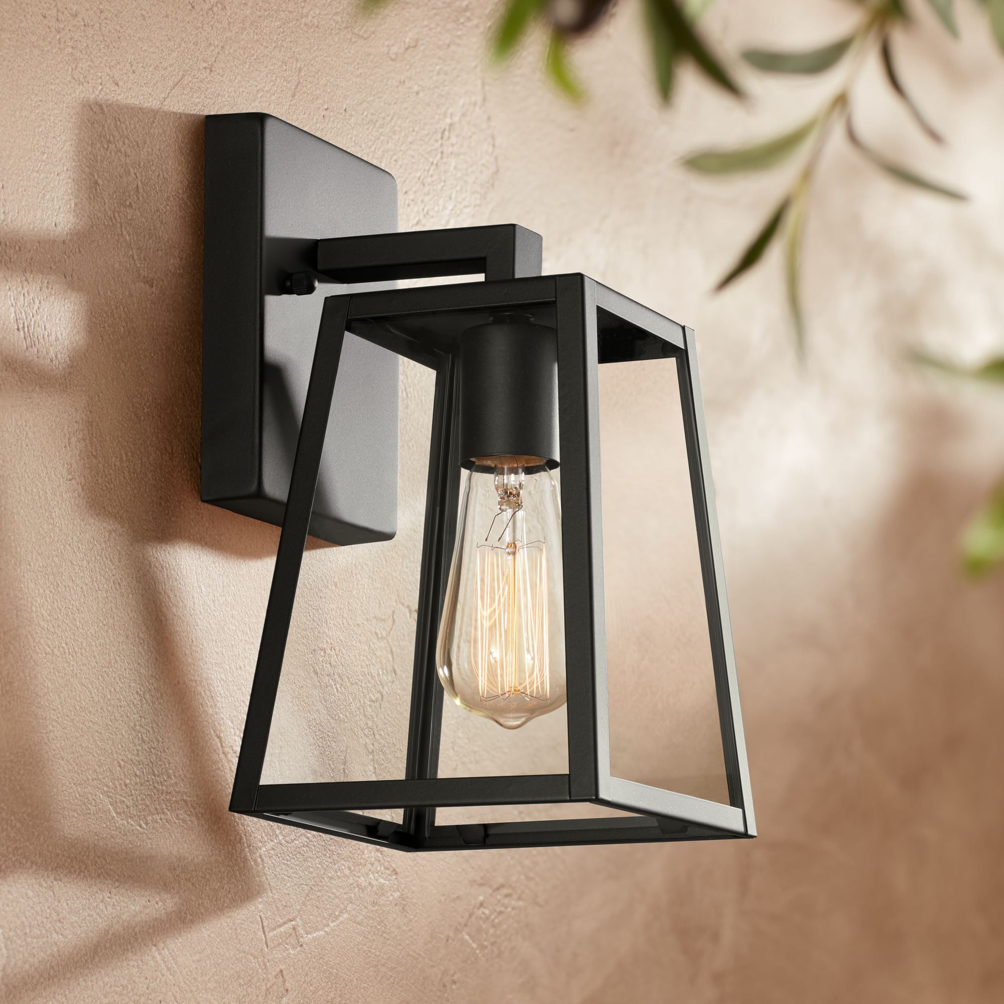 Mystic Black Outdoor LED Wall Sconce with Clear Glass Panels