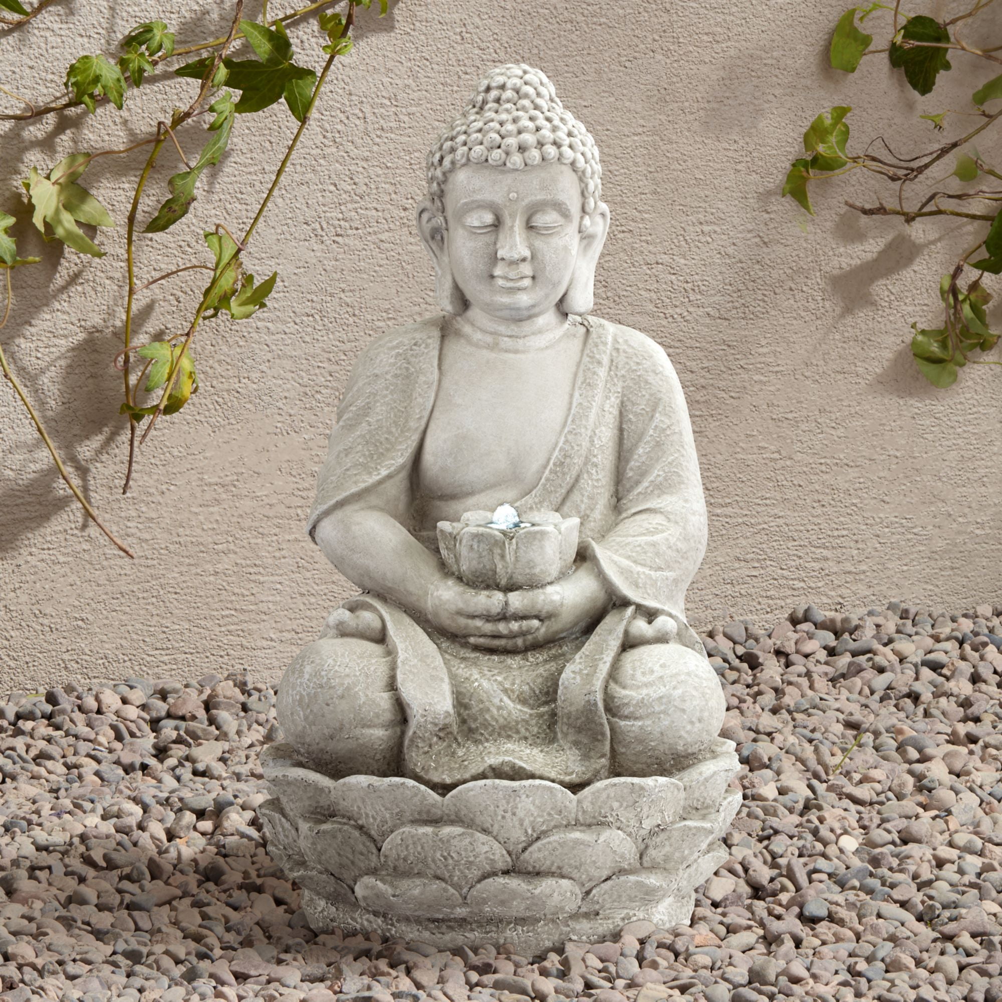 John Timberland Asian Zen Buddha Outdoor Water Fountain with Light LED ...