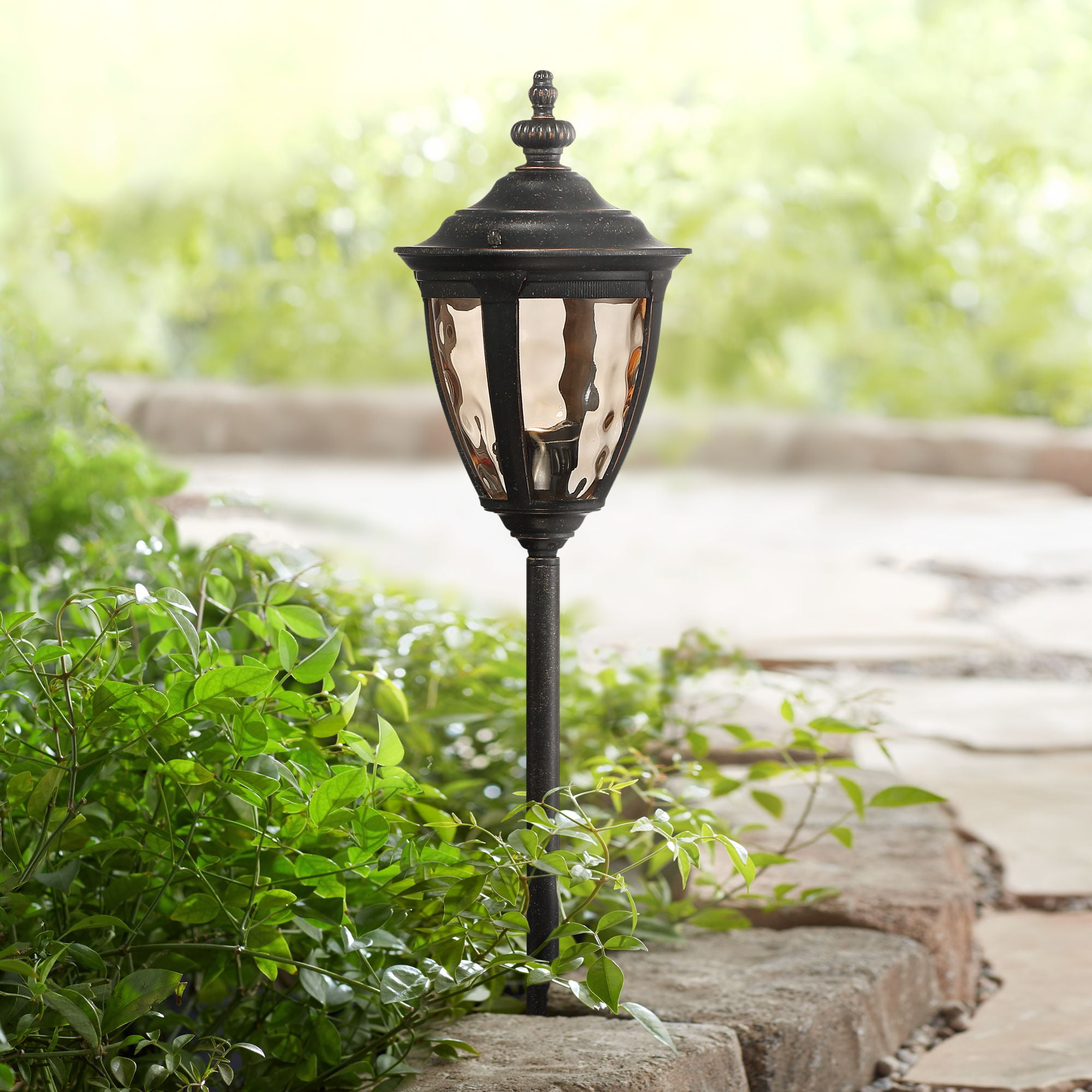 Bronze and Copper LED Pathway Light with Champagne Glass