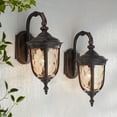 thumbnail image 1 of John Timberland Bellagio Vintage Outdoor Wall Light Fixtures Set of 2 Veranda Bronze Downbridge 16 1/2" Champagne Hammered Glass for Post Exterior, 1 of 9