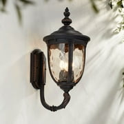 John Timberland Bellagio Vintage Rustic Outdoor Wall Light Fixture Veranda Bronze Upbridge 21 Hammered Glass Sconce for Post Exterior Barn Deck House