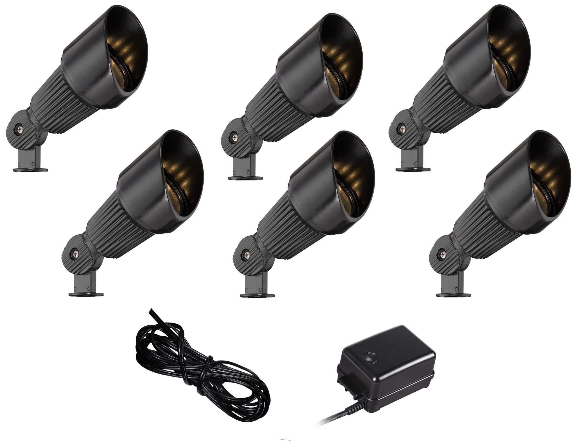Elegant Black LED Outdoor Spotlight 6-Piece Set with Dusk to Dawn Feature