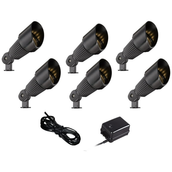 John Timberland 7 1/2" High Traditional 8-Piece Outdoor Landscape Spotlight Set Porch House with 99-Feet Cable LED Bulb Black