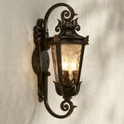 John Timberland Casa Marseille Vintage Rustic Outdoor Wall Light Fixture Bronze Scroll 21 1/2 Hammered Glass for Post Exterior Barn Deck House Porch