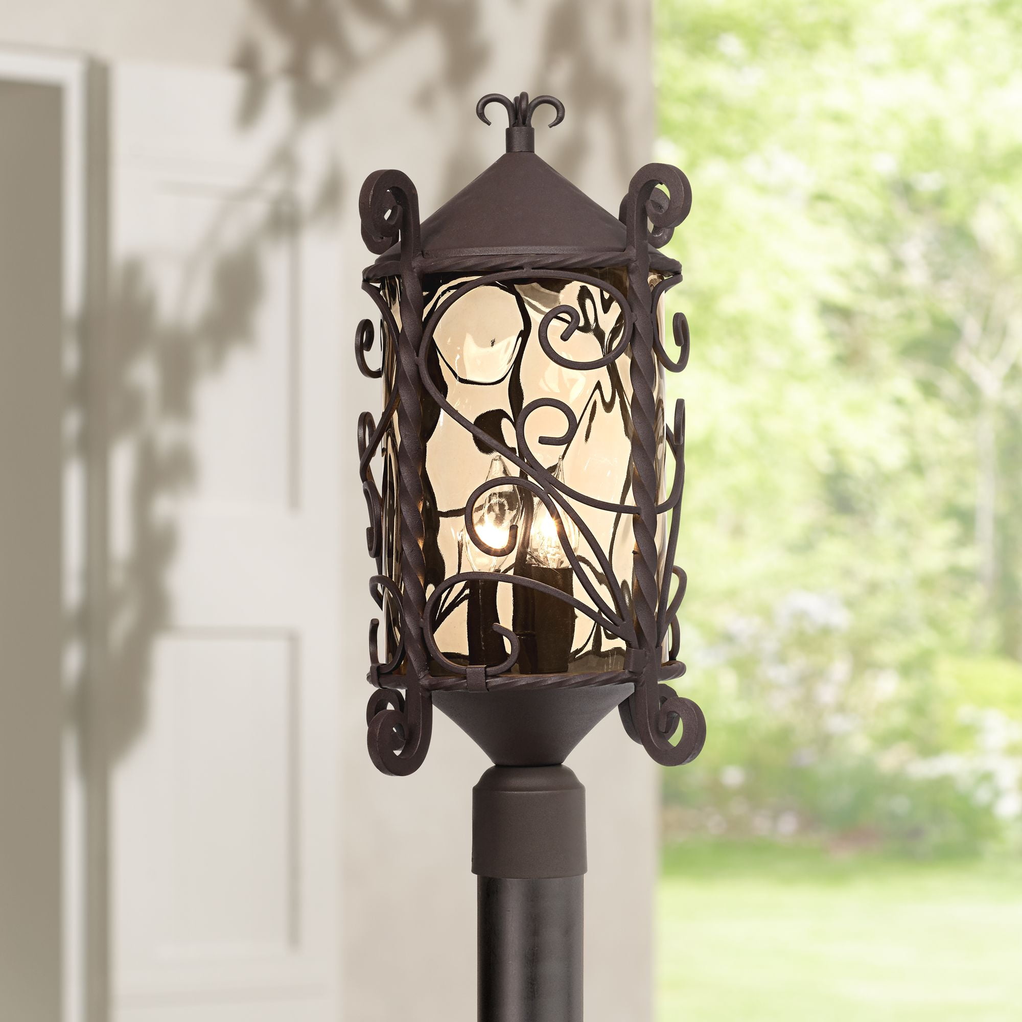 Bronze 23.5" LED Outdoor Post Light with Champagne Glass